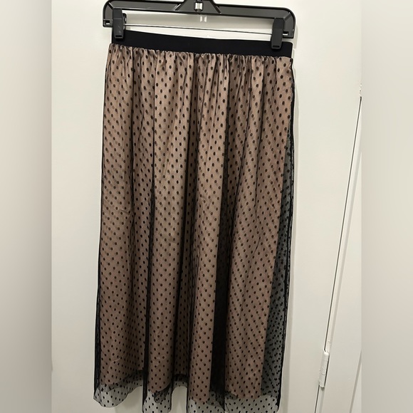 BCBGeneration pink and black polka dot overlay dress - Picture 1 of 3